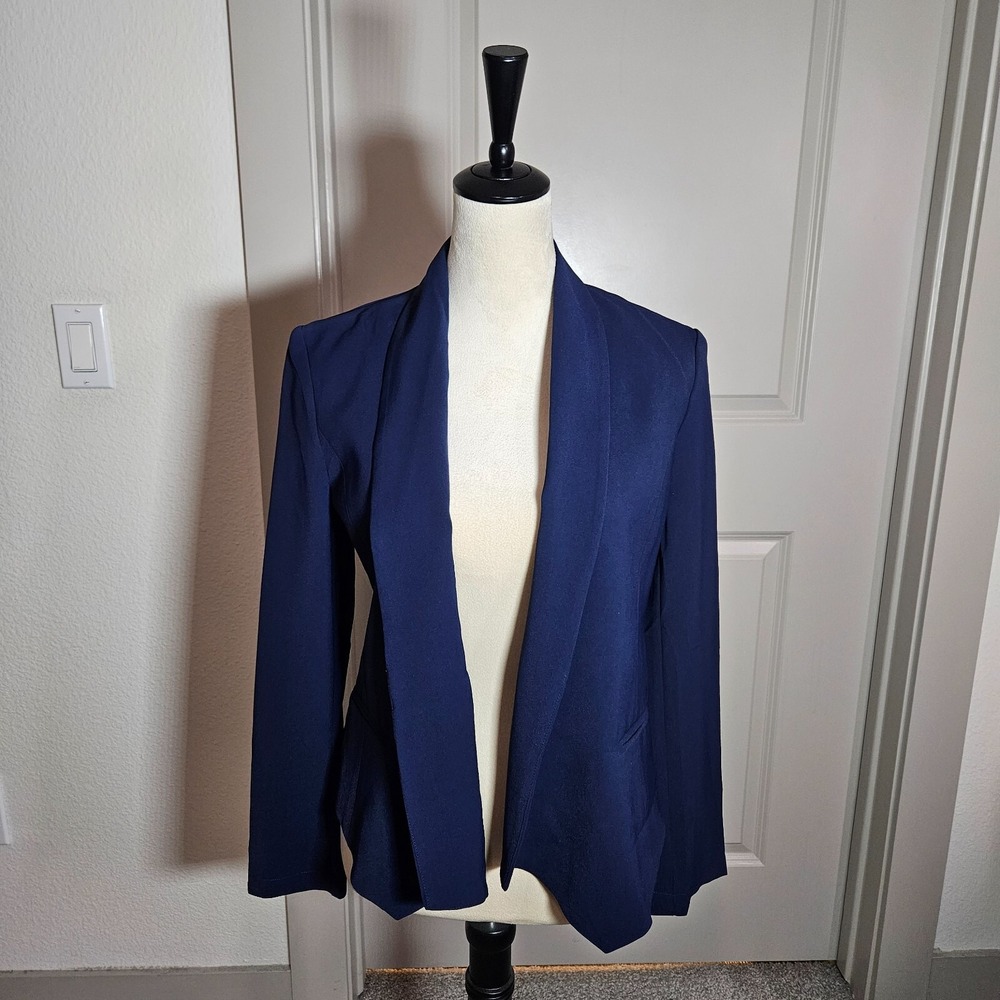 Alexander‎ + David Blazer Suit Women Medium Open Front Blue